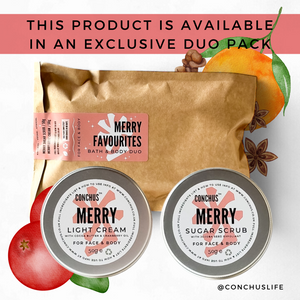CONCHUS MERRY Sugar Scrub featured in festive natural skincare duo gift pack