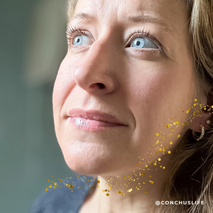 Person wearing CONCHUS MERRY Lip Gloss showing soft glossy shine on lips