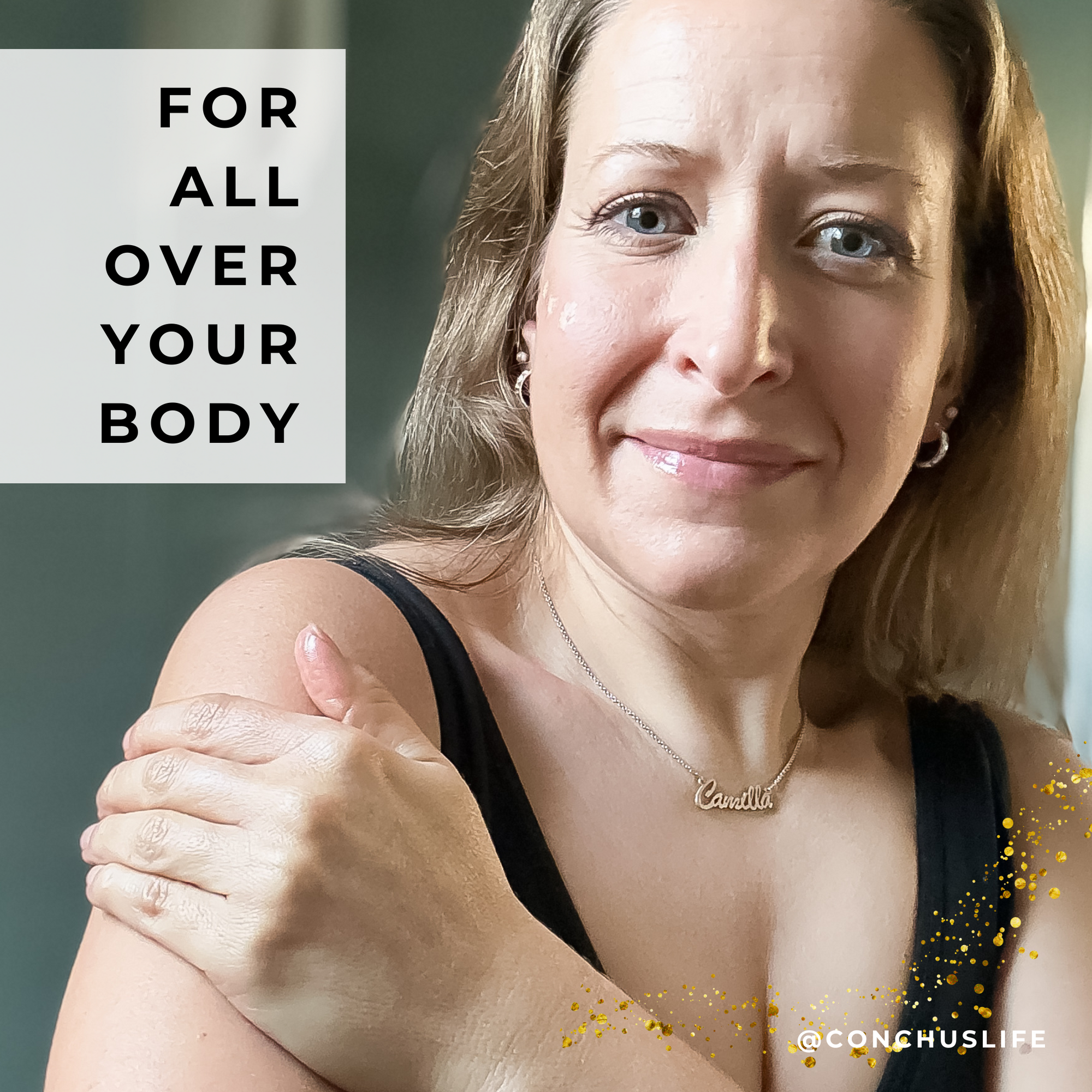 Person applying CONCHUS MERRY Body Butter to arm for soft nourished winter skin