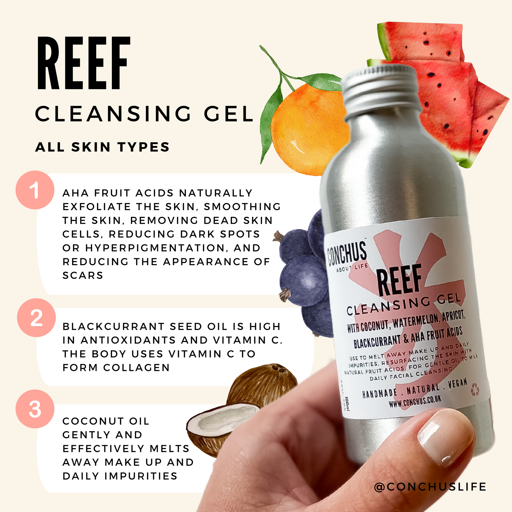 Natural Cleansing Gel, Plastic Free, Vegan, Cruelty Free and Palm Oil Free