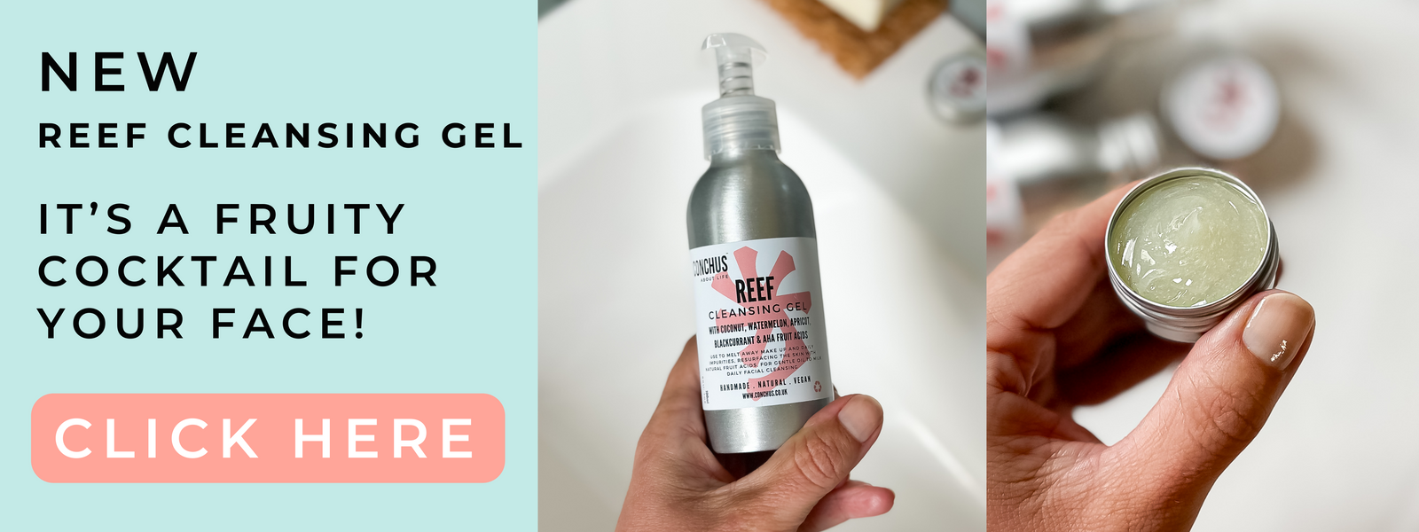 CONCHUS Reef Cleansing Gel vegan facial cleanser handmade in the UK plastic free skincare