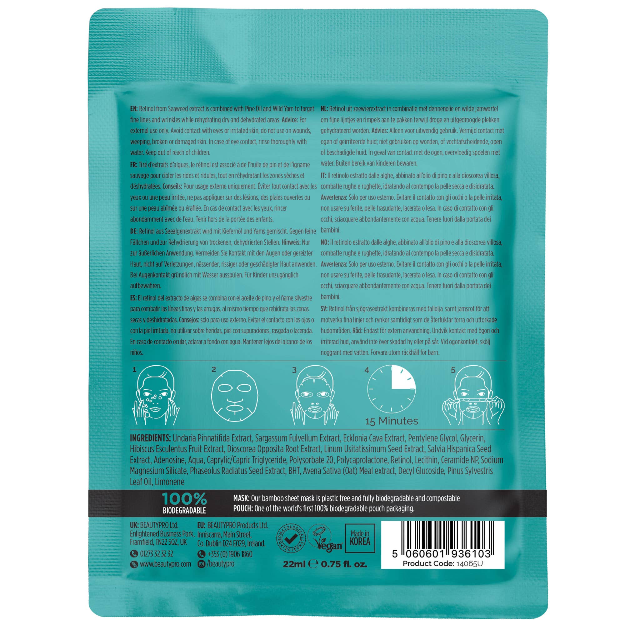 RETINOL Anti-Ageing Sheet Mask - 100% Biodegradable
